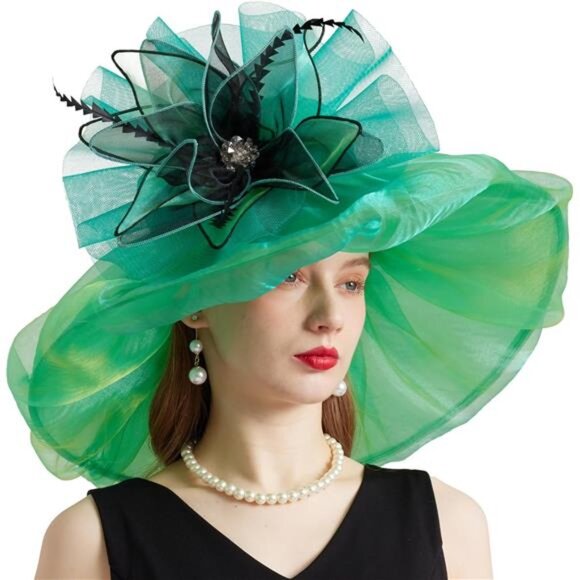 Women\'s Organza Church Derby Hat Wide Brim Sun Caps Tea Party Hat main image 5